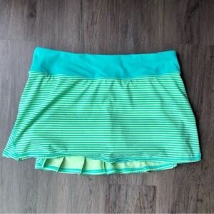Lululemon Pace Setter Skirt Skort Bali Breeze Green Aqua Stripe Size 8 Regular